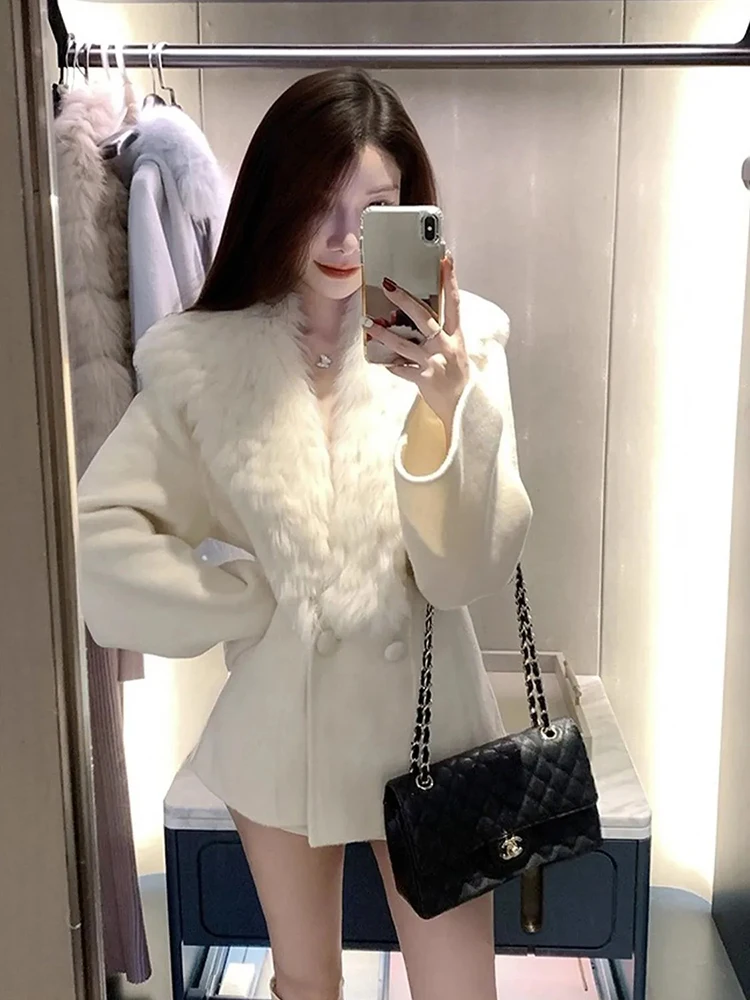 

Pure Desire Sle ort Woolen Coat Women's Winter V-Ne Quilted Jaet Slim Fit Polyester Fiber Casual Busin Suit