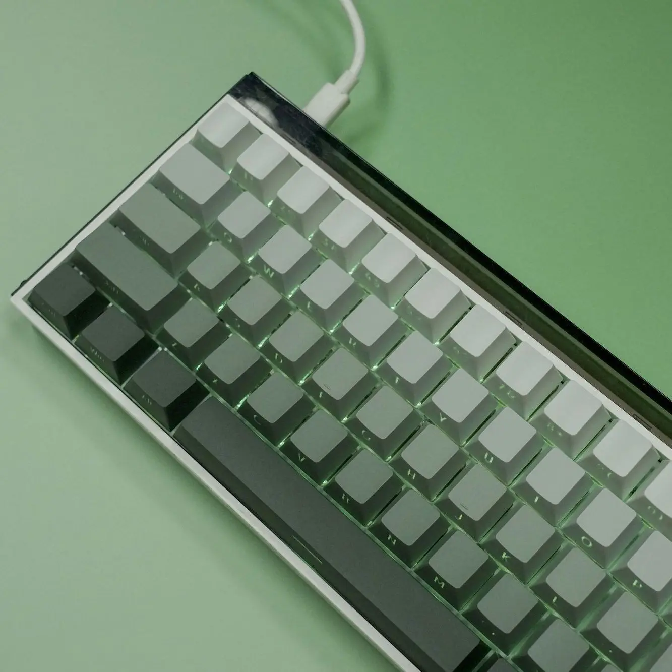 Magnetic Switch PBT Keycaps Set 134 Keys Ivy Green Gradient Cherry Profile keycaps Side Print  for Mechanical Gaming Keyboard MX