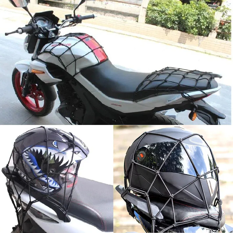 Motorcycle Cargo Net High Elastic Double Layer Motorcycle Net for Helmet Storage 11"X11" Bungee Cargo with Hooks Luggage Net