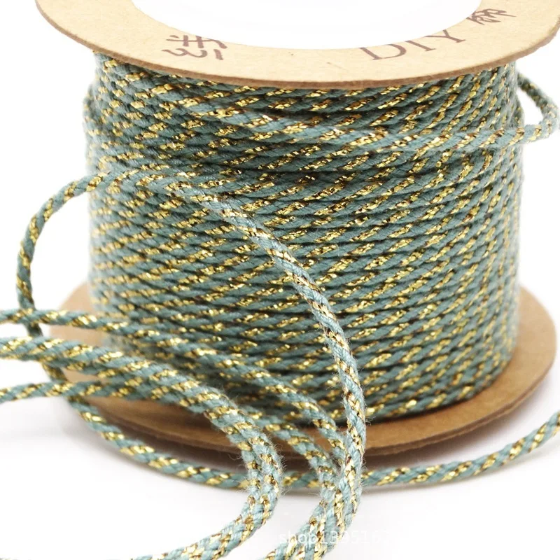 About 1.8mm Thick Gold Silver Line Thread Cotton Yarn Braided Bracelet Thread DIY Packing Line Inelasticity Cord 20 Meters