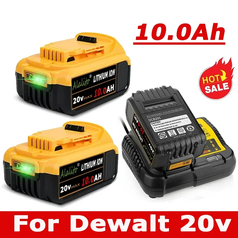 

20V 10.0Ah 10000mAh DCB200 18650 Replacement Li-ion Battery for DeWalt MAX DCB205 DCB201 DCB203 Power Tool Batteries