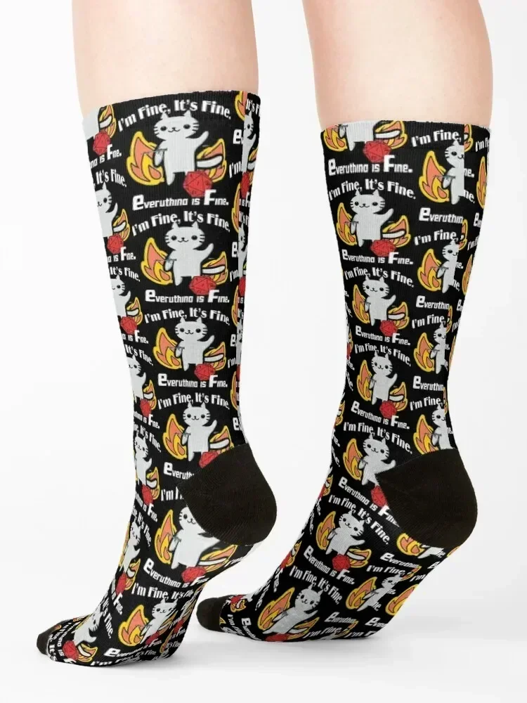 Cat Im fine its fine everything is fine Socks loose hockey moving stockings Boy Socks Women's