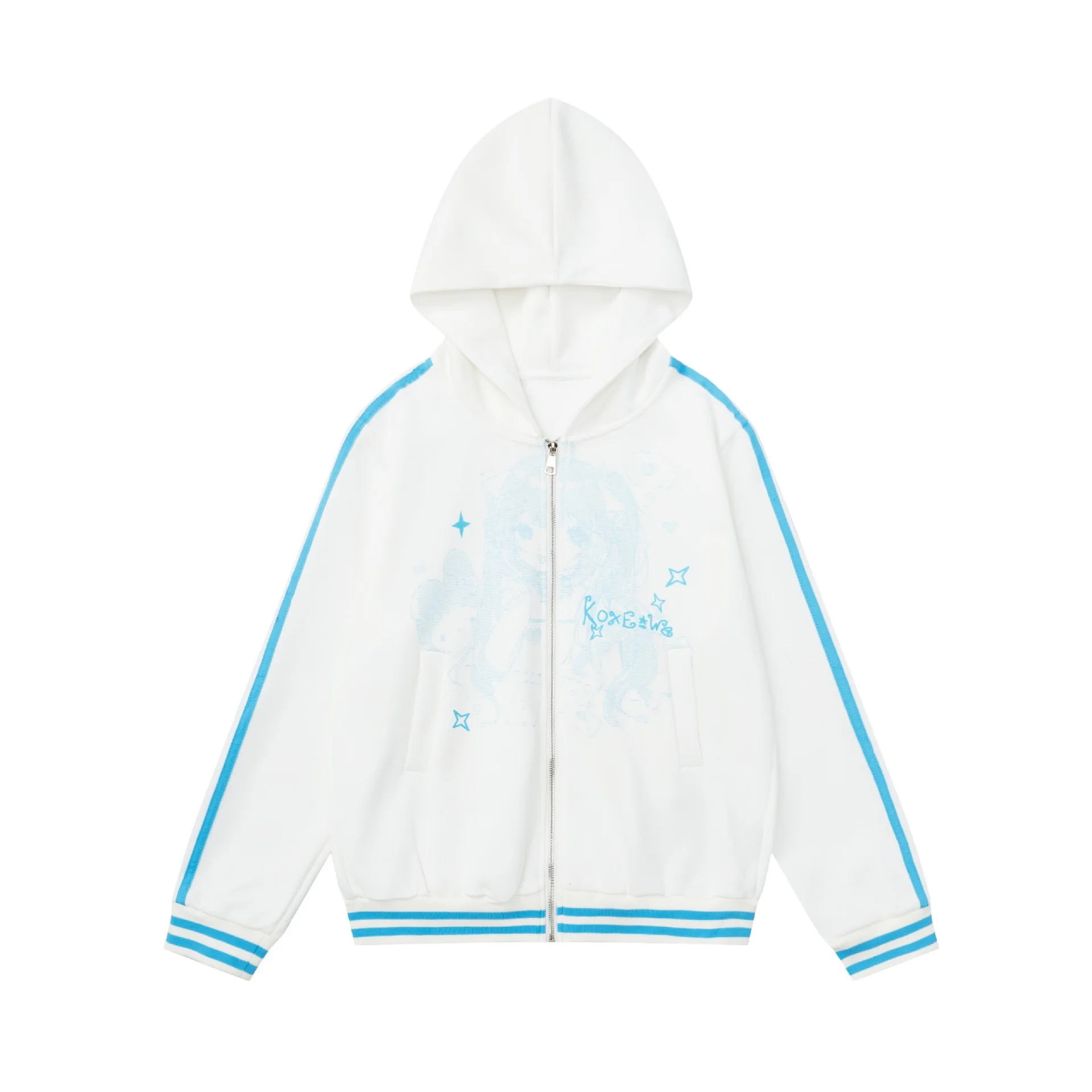 Sudaderas con capucha de estilo subcultura japonesa para mujer, sudaderas con estampado de dibujos animados, holgadas, versátiles, informales, de manga larga, con cremallera, chaquetas de otoño
