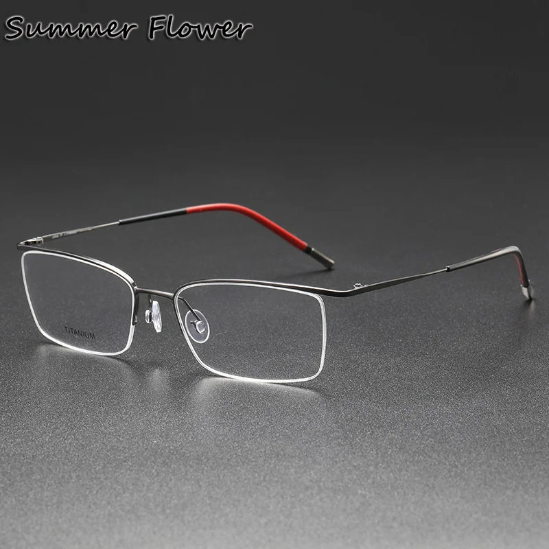 

Glasses Semi Frame 6 g Men Ultra Light Flexible Titanium for Prescription Lens Optical Eyewear Male Brand Design Gafas 140mm