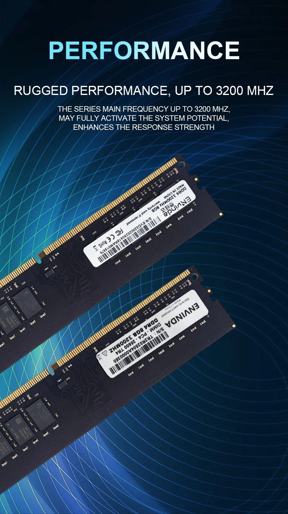 ENVINDA DDR4 PC RAM Memoria 8GB 16GB 3200MHz DIMM 데스크탑 컴퓨터