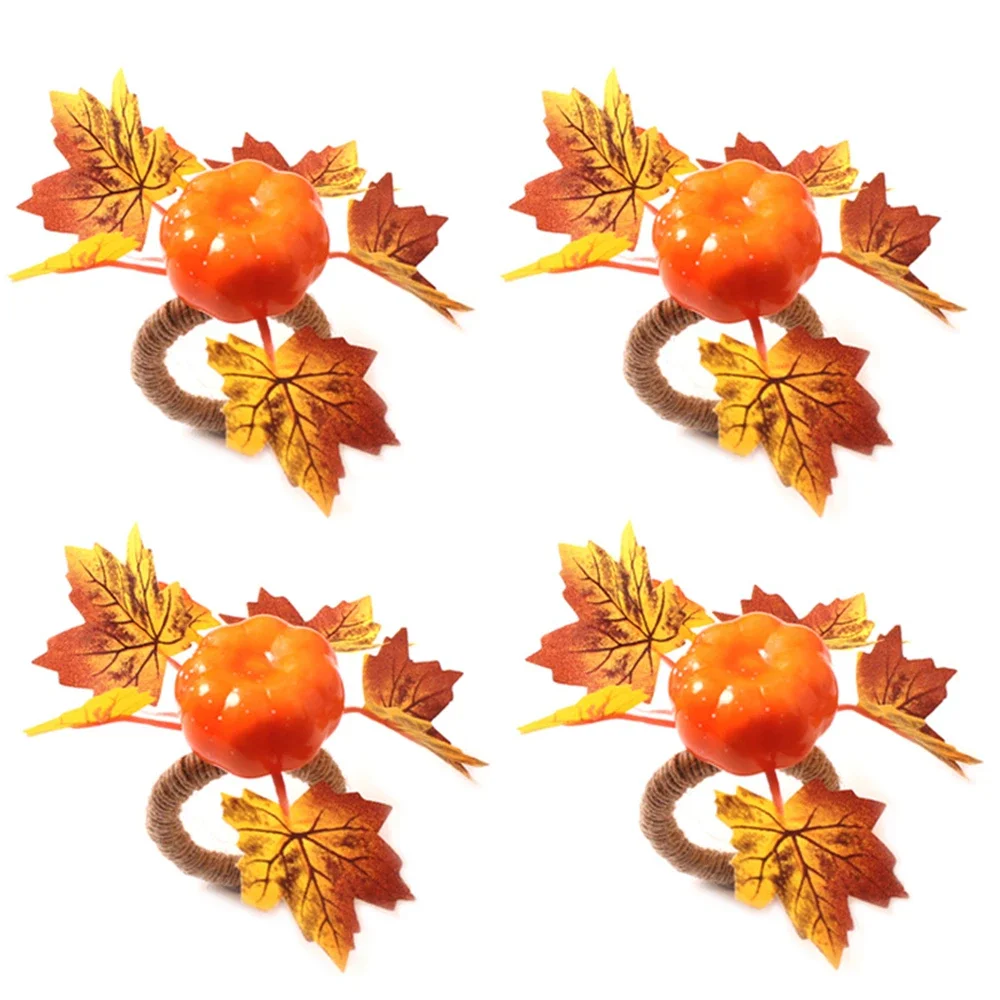 

12pcs Pumpkin Napkins Rings Set Halloween Party Creative Napkin Rings Holder for Christmas Family Gathering Table Decorations