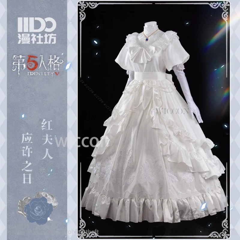 Loody Queen Game Identity V Cosplay Kostuum Mary Lolita Witte Jurk Pruik Vrouw Halloween Kerst Fancy Trouwpak Aangepast