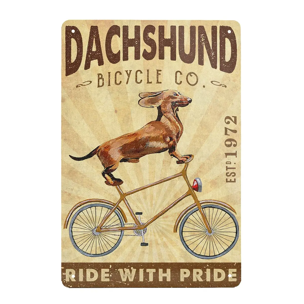 Dachshund Dog Bicycle Company Metal Signs Ride with Pride Retro Metal Tin Sign Vintage Sign for Home Coffee Wall Decor 8x12 sign
