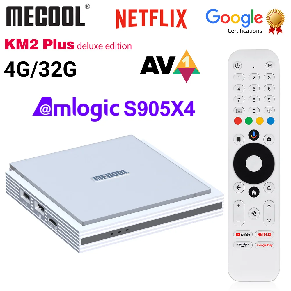 صندوق Mecool KM2 Plus Deluxe ATV Box Amlogic S905X4 Android 11 TV Box Google Netflix معتمد 4GB 32GB يدعم 4K USB3.0 SPDIF BT5.0