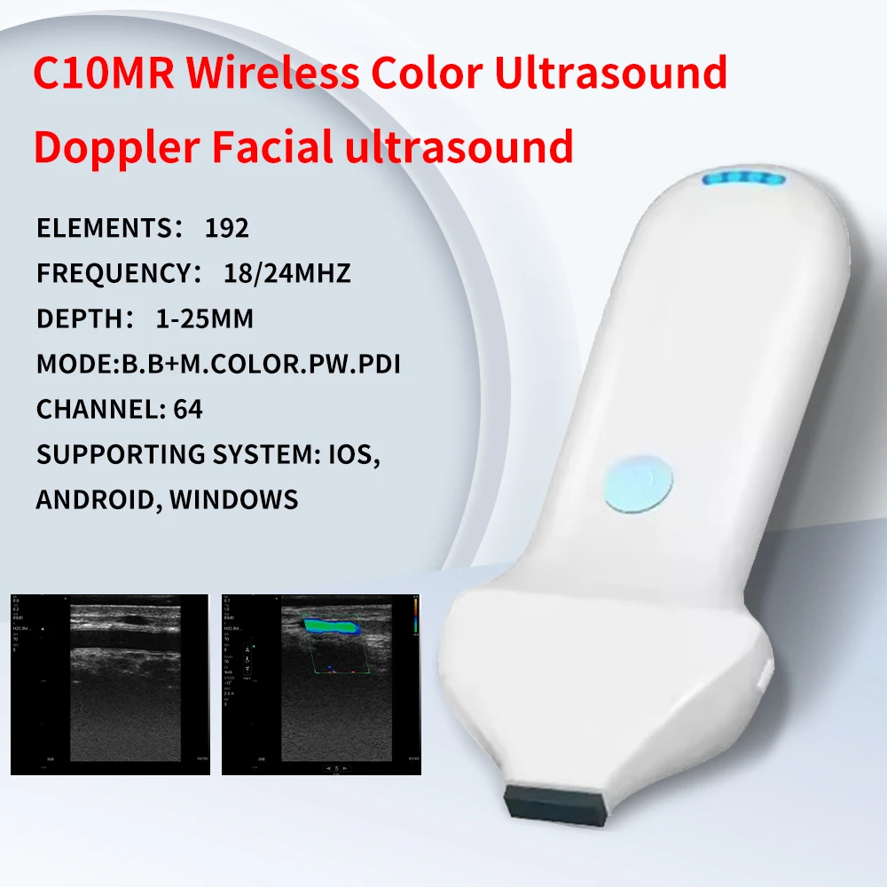 192 Elements Wireless Color Ultrasound Doppler Facial Ultrasound High Frequency Linear Probe Support IOS Android Windows.