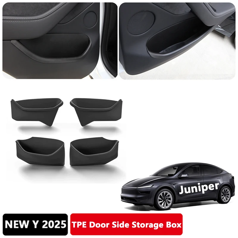 

For Tesla Model Y Juniper / Launch 2025 Door Side Storage Box Full-Cover Front Rear Door Interior Storage Tray Car Accessories