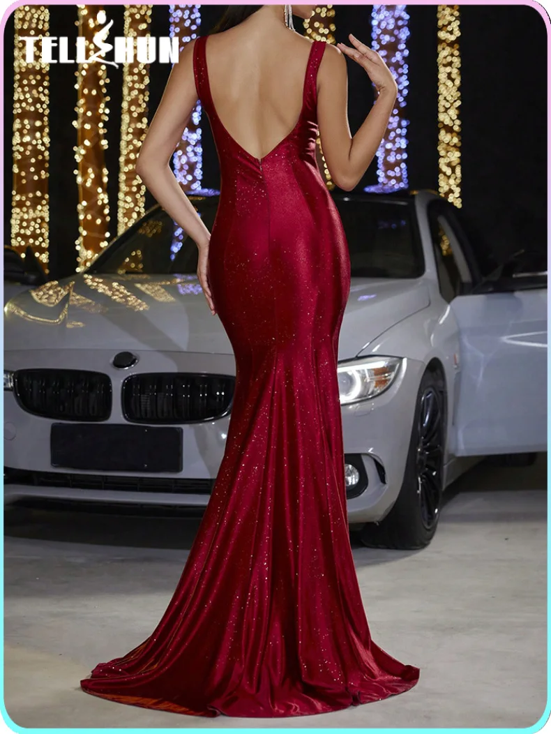 Deep v-neck red maxi dress gala Women\'s Evening Elegant Sexy Party Dress Formal long Dresses for wedding Bridesmaids guest