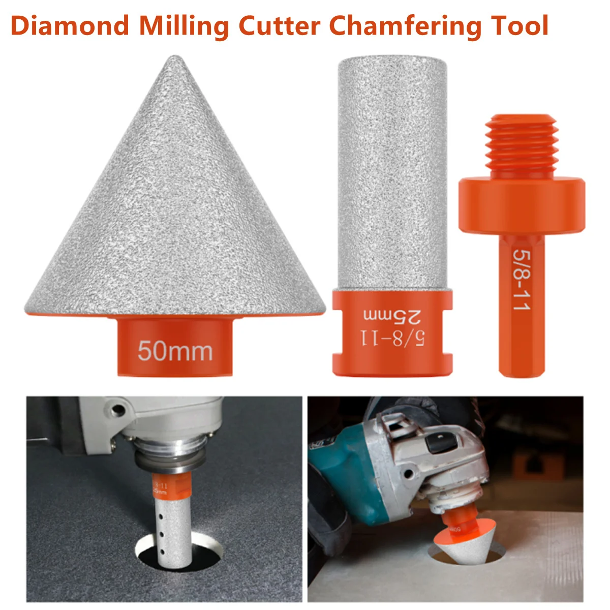 

Алмазная фреза для снятия фаски с резьбой 25/50 мм, конусная пробивная расширяющаяся сверло, шлифовальный круг, фаска для керамической плитки