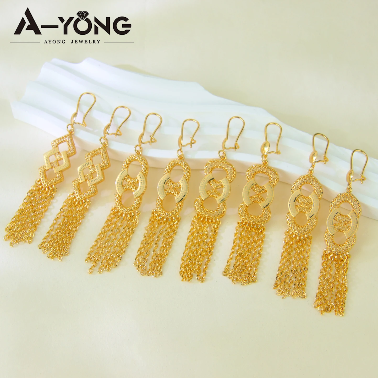 Luxus Dubai Braut Hochzeit Schmuck Set 24k vergoldet Algerien Premium Vintage lange Anhänger Halskette Arabisch heiraten Schmuck – Detail 13