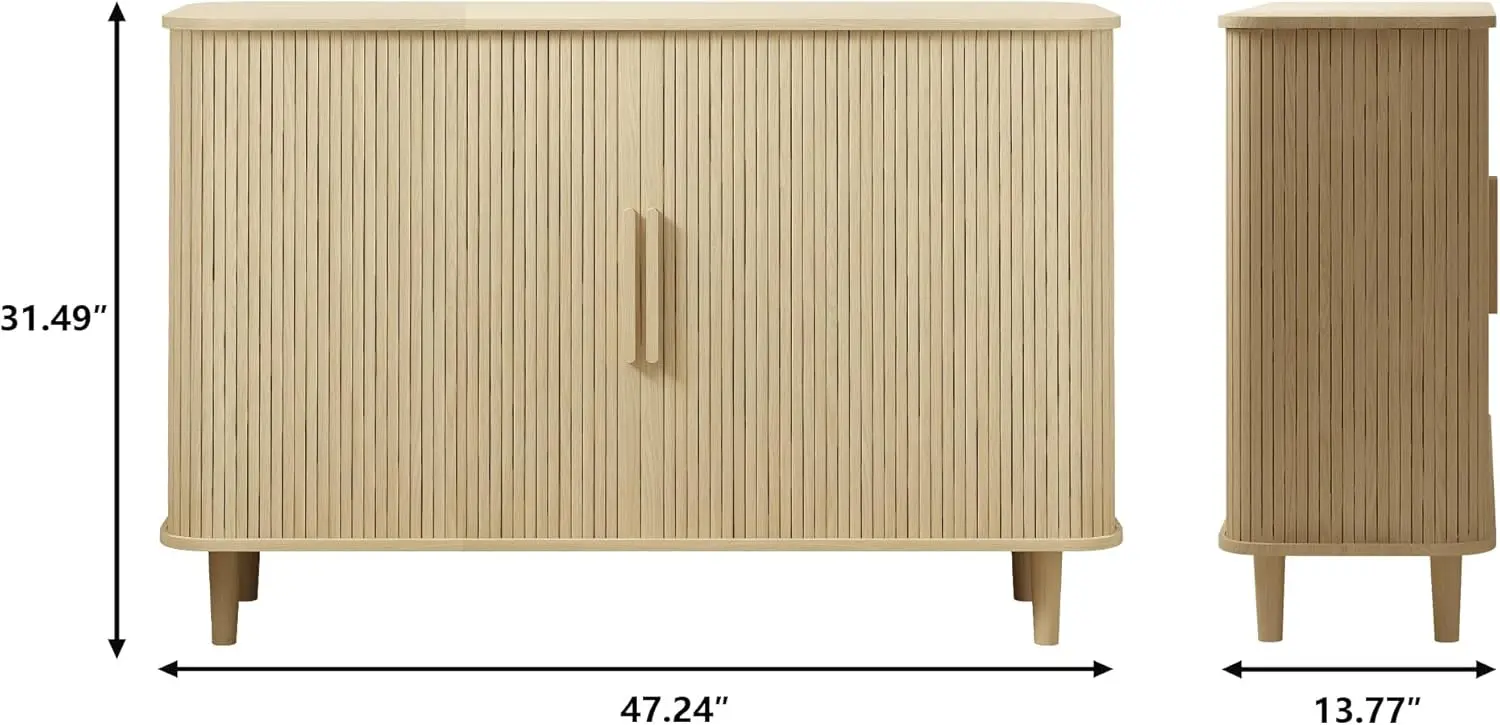 Sideboard Buffet Cabinet, Storage Cabinet with Sliding Doors and Handles, Modern Wooden Sideboard Cabinet for Living Room