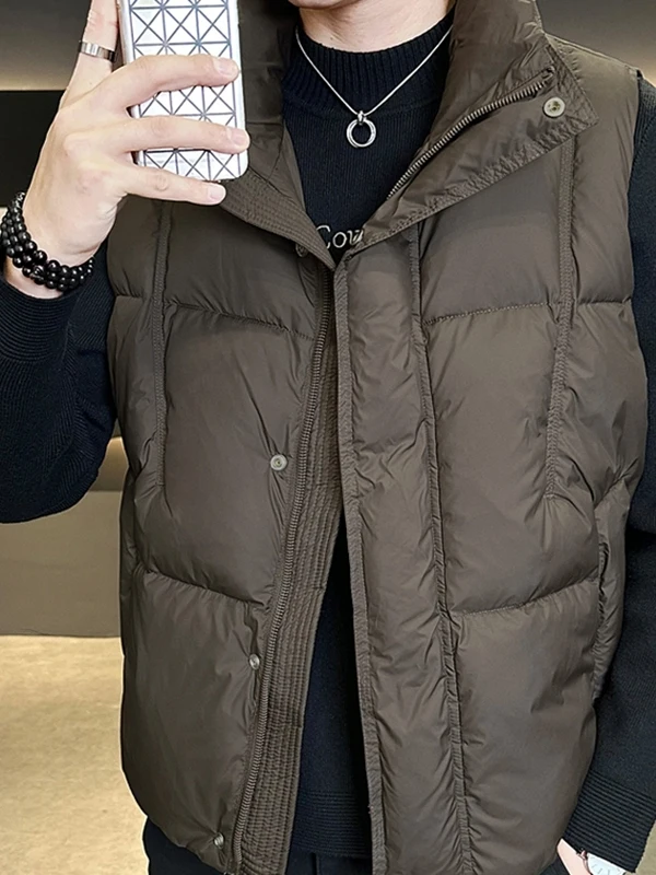 

Men's Loose Fit Du down Vest Color Simple Sli Warm Svel Stand Collar Jaet Youthful Daily Wear Polyester F...