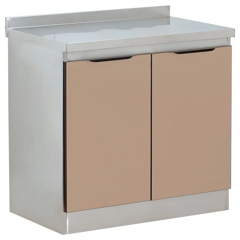 

Simple household cabinets, stainless steel kitchen sink, tableware storage