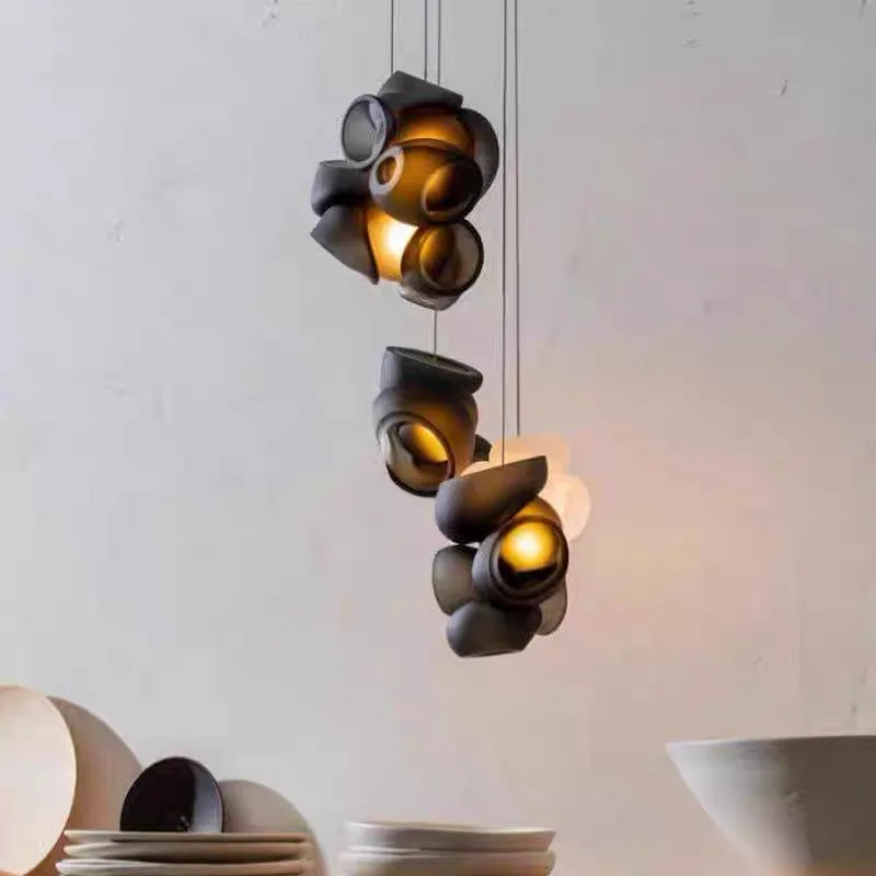Nordic Designer Geometric Cloud Glass Chandelier For Living Room Stairs Pendant Lamp Bedroom Bedside Dining Table Hanging light