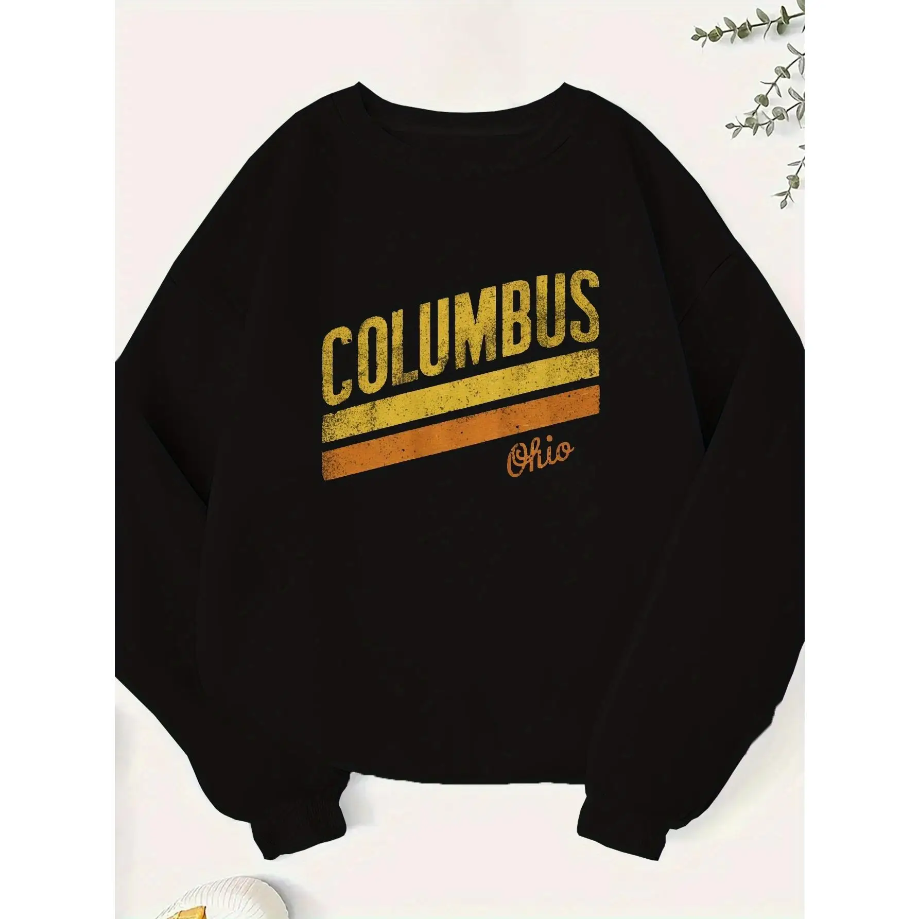 

Women Vintage Columbus Ohio Sweatshirt Retro Graphic Crewneck Pullover Y2K Streetwear Long Sleeve Loose Tops