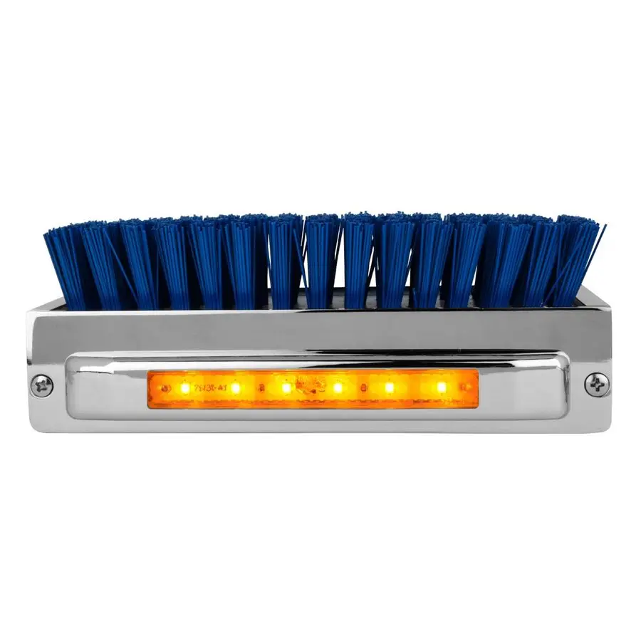 

Chrome Aluminum 71 2 L x 25 8 H x 3 D Boot Caddies, Blue brush w Amber Clear Led, 98983