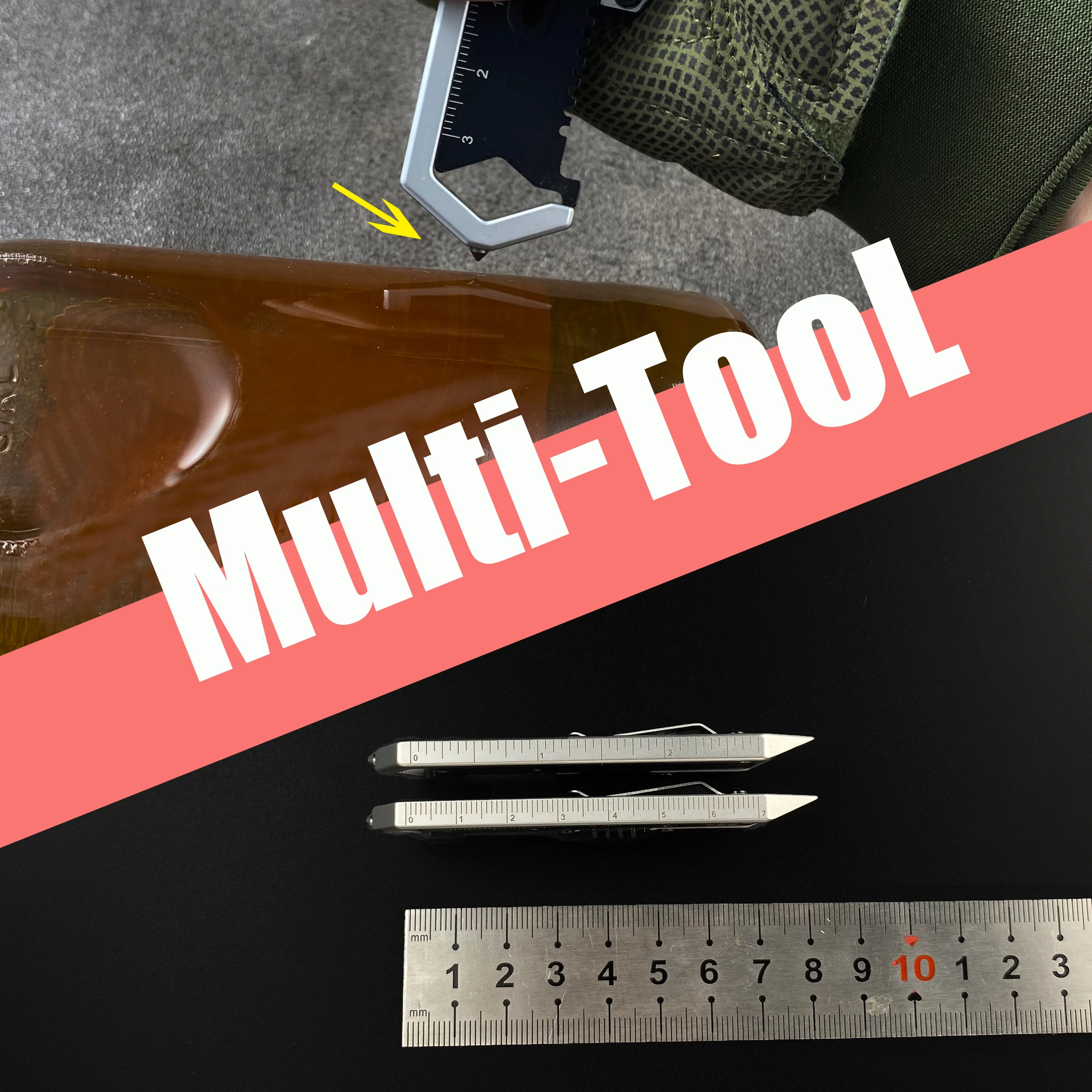 Multifunktionaler Mini-Brecheisen 9-in-1 Multitool Verstellbarer Schraubenschlüssel EDC Messlineal Hebelwerkzeug Taschen-Outdoor-Camping-Werkzeug – Detail 5