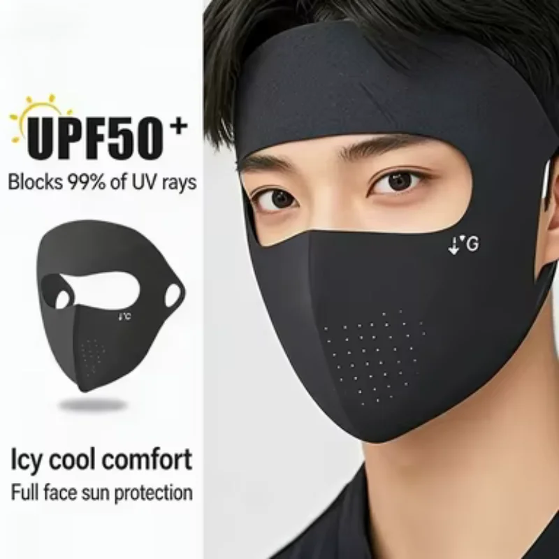 Men's sun protection face mask, ice silk mask for running, fishing face mask, summer cycling face mask, women's breathable