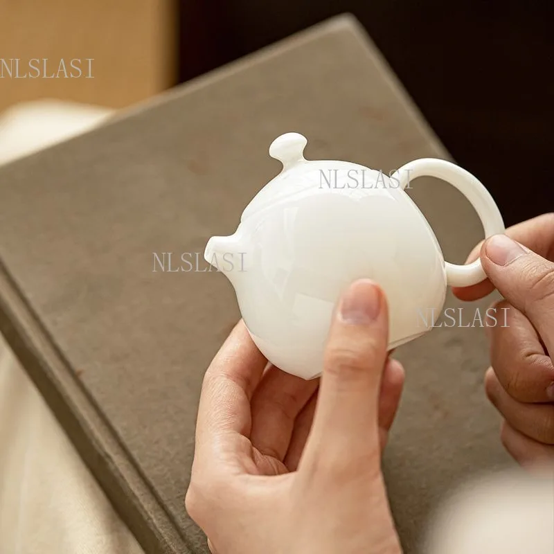 White Porcelain Teapot Chinese Style Dragon Egg Teapot Household Small Capacity Tea Maker Ball Hole Filter Teapot Kung Fu Teaset - view 4