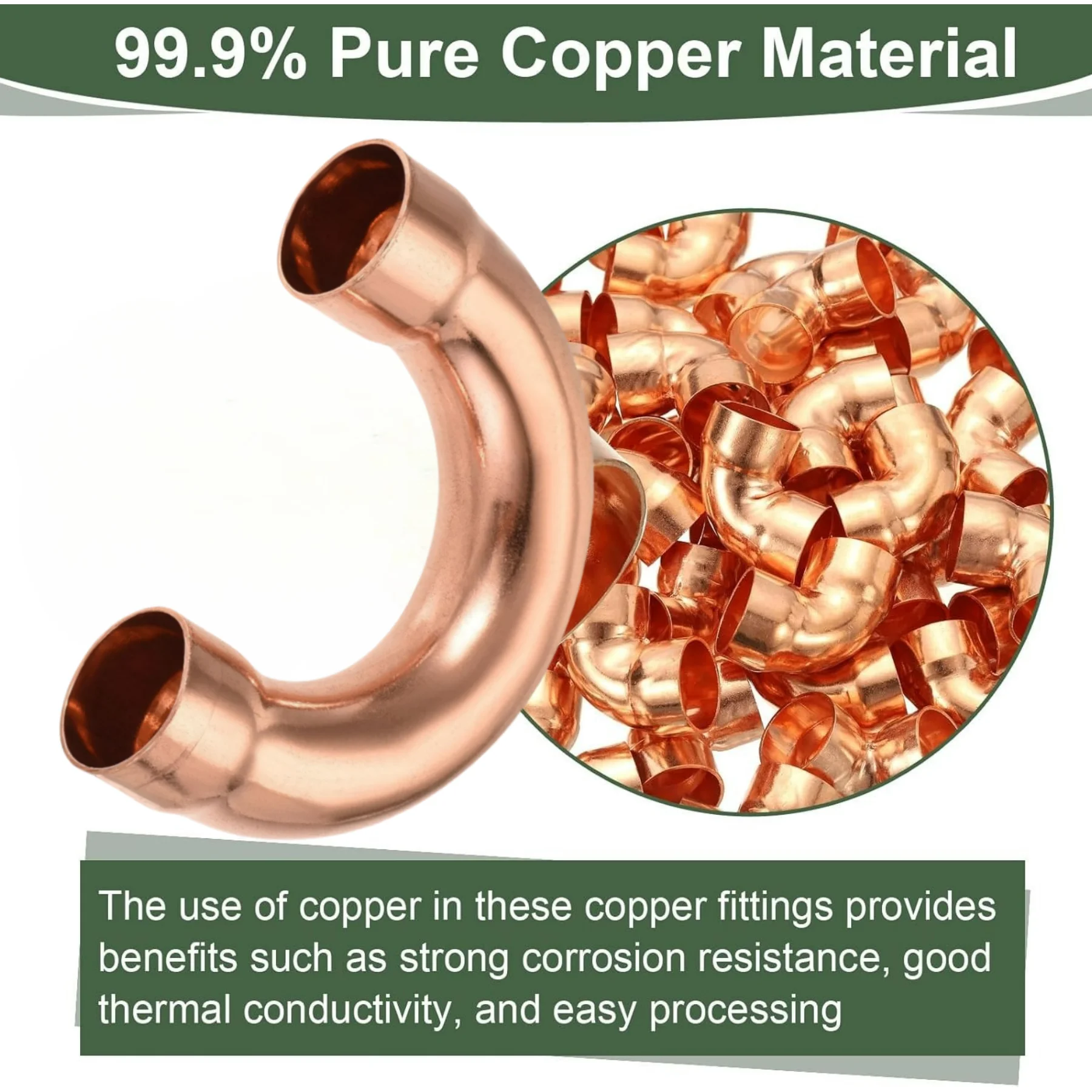 180-градусный U-образный медный фитинг, внутренний диаметр 1-3/4 дюйма, сварной трубный соединитель для макета трубы HVAC и кондиционера