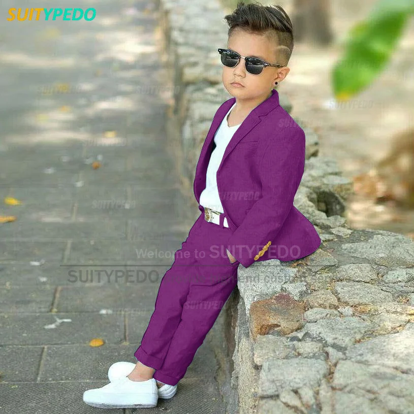 Khaki Fashion Boys Suit Sets Children Homecoming Blazer Pants Two Pieces Wedding Prom Flower Boy Gentlemen Clothing Outfits