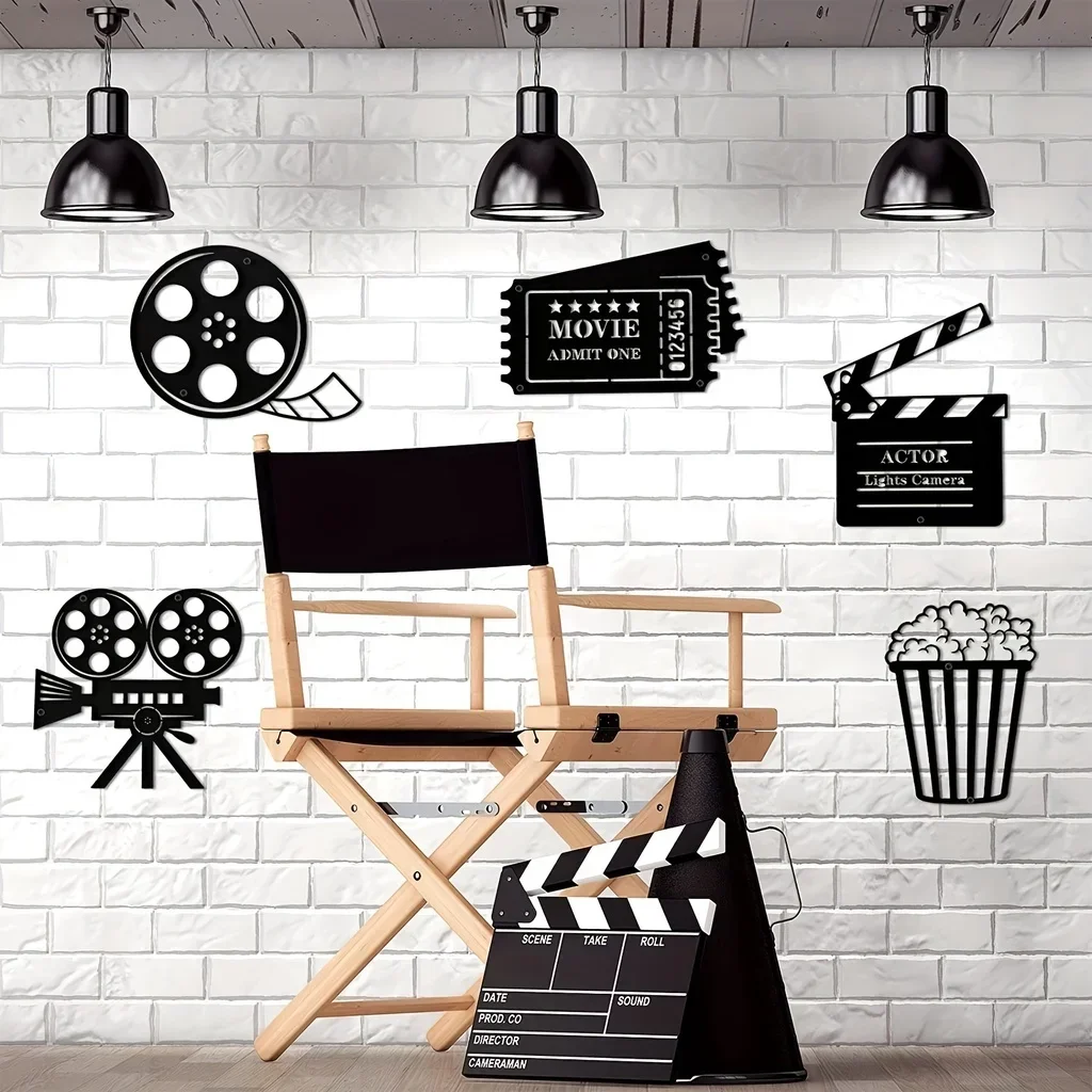 Movie Theater Home Decor Movie Theater Room Decor Cinema Wall Art Metal Movie Reel Sign Cinema Film Wall Decoration Garden Home