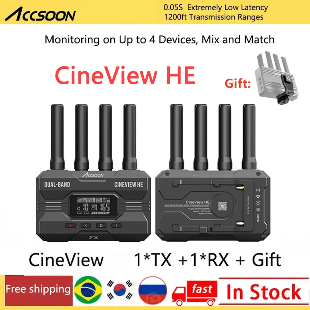 

Accsoon CineView HE 2,4 ГГц 5 ГГц двухдиапазонный беспроводной видеопередатчик приемник многоспектральная Беспроводная система передачи видео