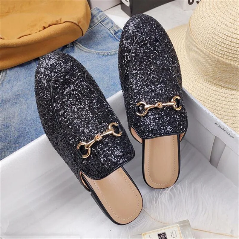 Slippers Mules Shoes Women 2022 New Style Outer Wear Flat shoes Muller Lazy Shoes Vacation Beach Leisure Half-Drag Women