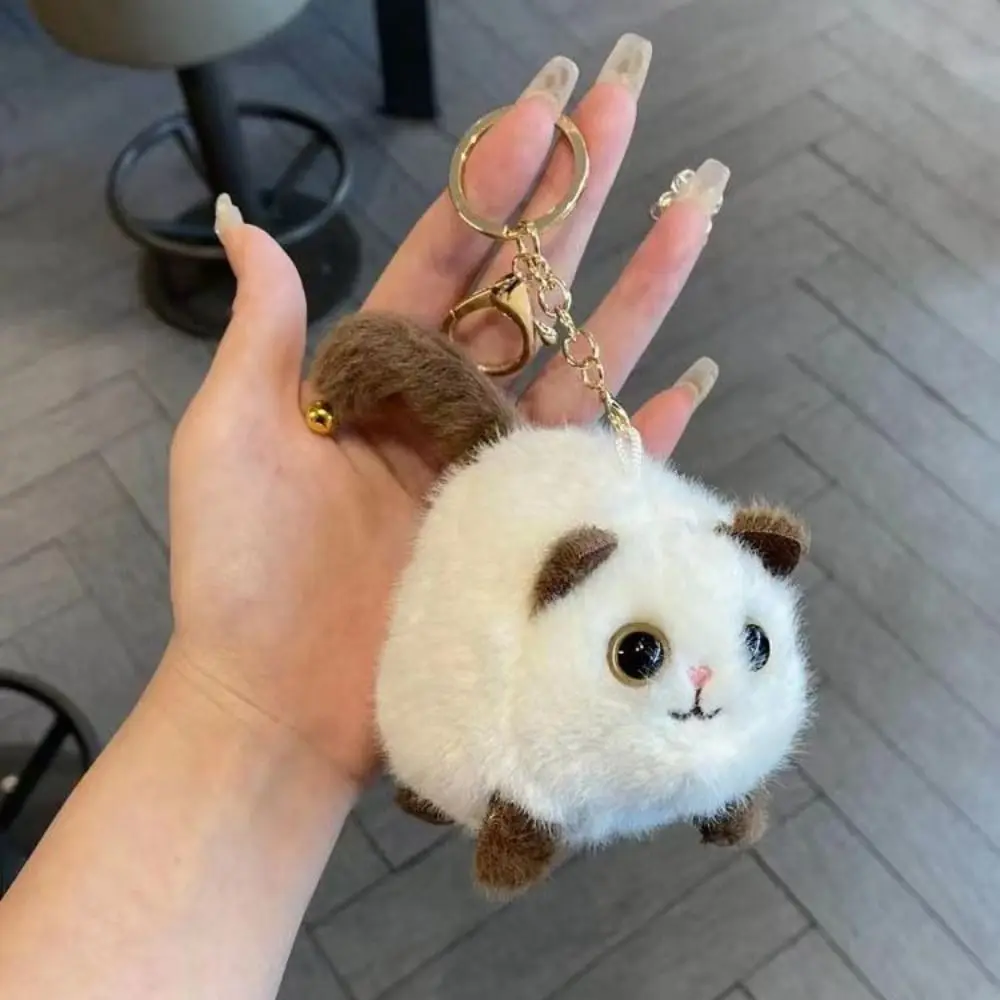 3D Eyes Cat Tail Wagging Keychain Spinning Tail Cartoon Plush Black Cat Pendant Cute Kawaii Cat Plush Keychain Bag Ornament