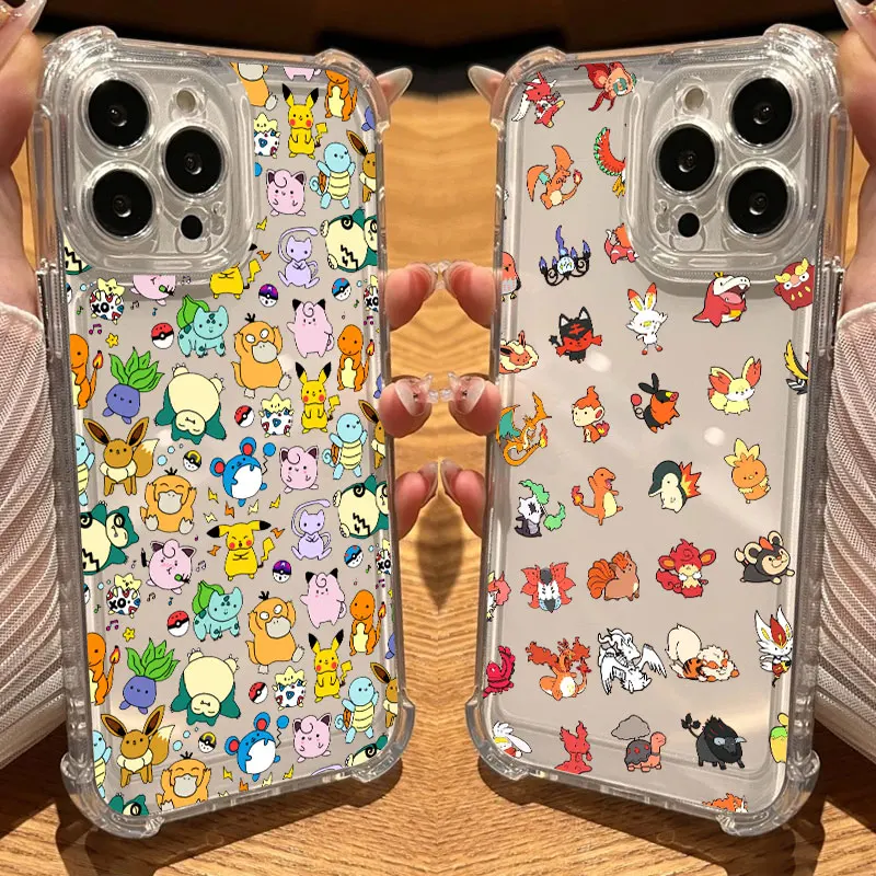 P-Pokemons Anime Cute Phone Case Clear For iPhone 18 17 16 14 15 11 12 13 Pro Max 8 Plus 16E 17 Air 18Pro XR Soft Silicone Cover