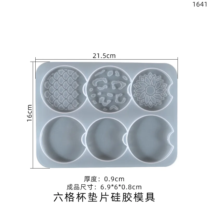 New Mould DIY Resin Coaster Mold Set - 6-Cavity Car Coaster Tray for Drinks Resin Cup Holder Home DIY Decorative Silicone Molds