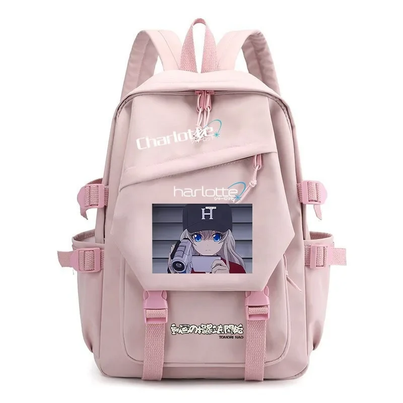 

29×42×13cm Black White Green Blue Pink, Charlotte, Anime, Student Kids Teens School Bags, Backpacks, Girls Boys