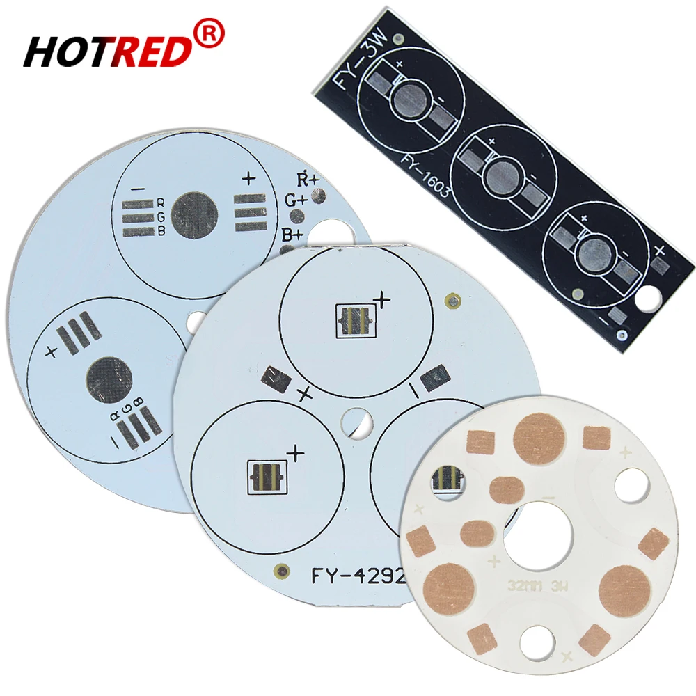 LED PCB Aluminum Base Plate 1/3/5W 3535 3X3W 3X1W 3*3W 6Pin RGB Board 32mm 46/49mm Installed Light Board Heatsink For Spot Light