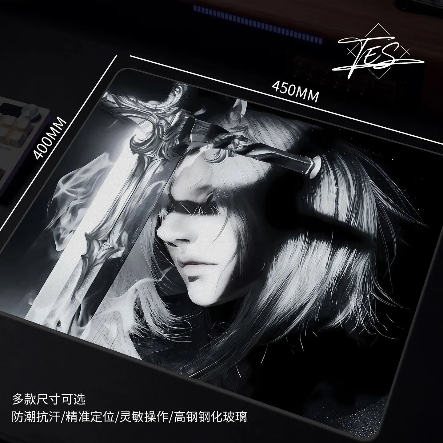 Glass Anime Mouse Pad Glass Mouse Pad Gaming Pad Smooth Frosted Surface Waterproof Desk Tempered Multiple 45x40 Size Optional