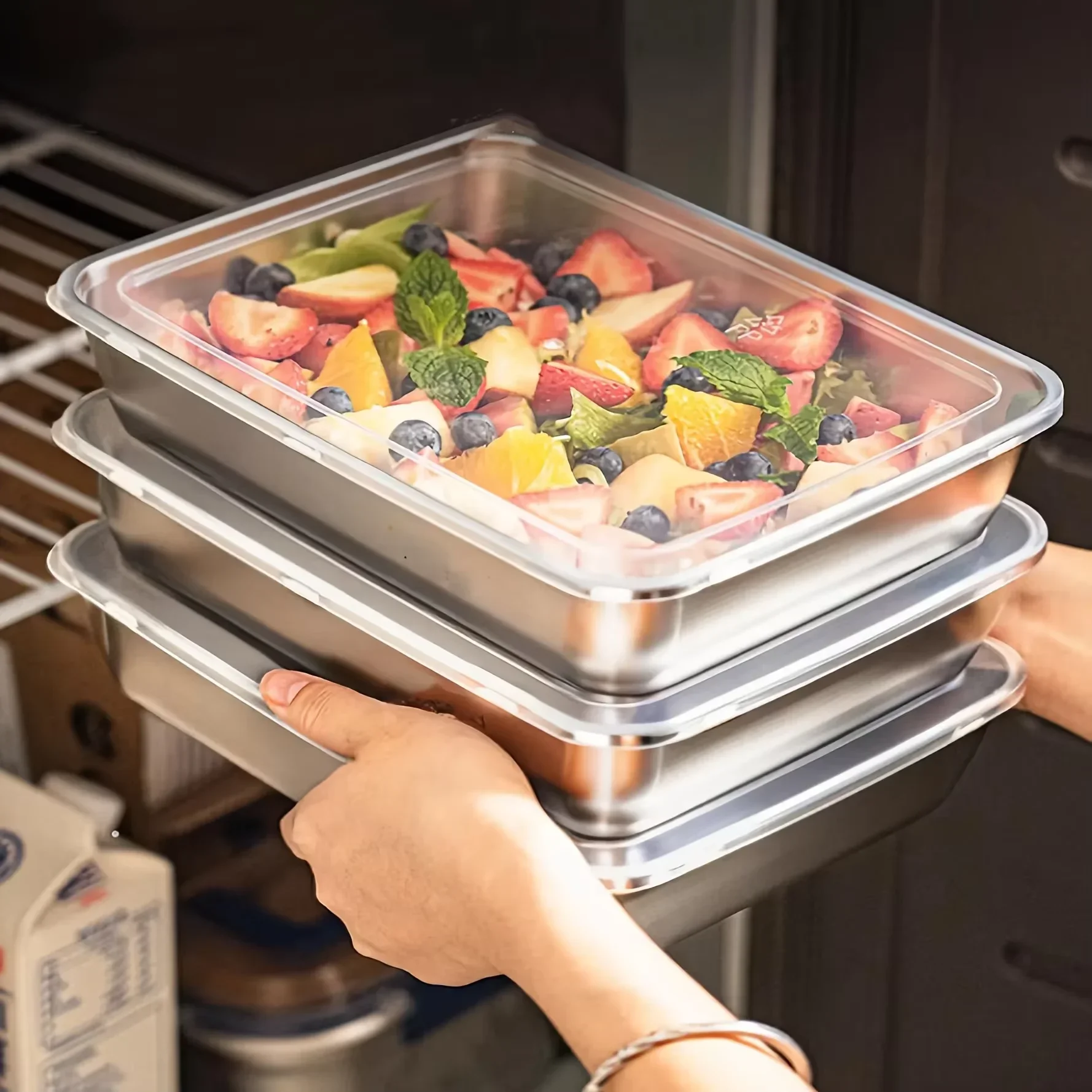 Food Storage Prep Containers - 3-teiliges Set aus 304 Edelstahl-Lebensmittelbehältern, auslaufsichere,