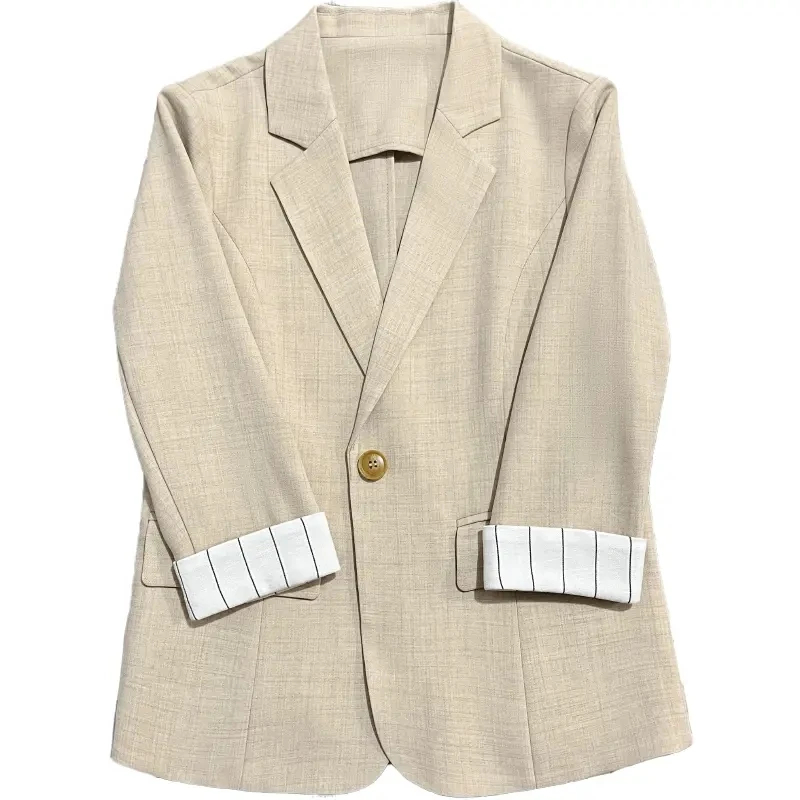 Blazer casual três quartos feminino, terno de escritório, casaco feminino, design de moda, tops de primavera, outono, novo, 2023