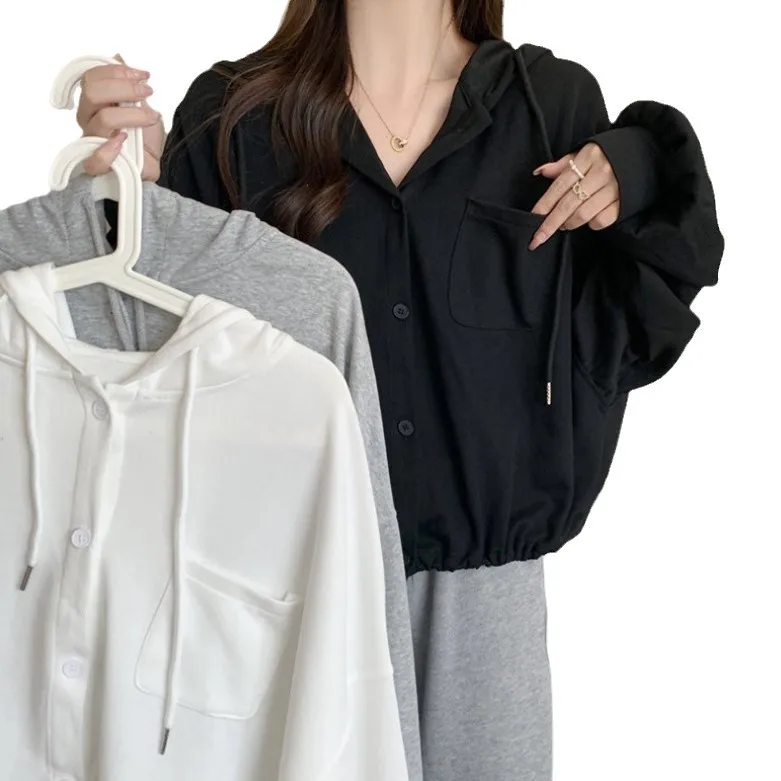 Hooded New In Hoodies Women Y2K Clothes Beige Trends Ootd Invierno Nueva Top Capucha Moda Urbana Estampada Divertida Stitched