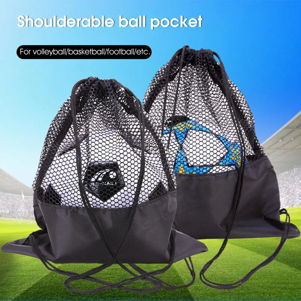 

Popular Drawstring Storage Bag Mesh Pack Convenient Basketball Bag Mesh Drawstring Double Shoulder Bag for Travel