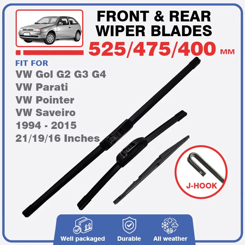 For VW Gol G2 G3 G4 1994 - 2015 Parati Pointer Saveiro Front Rear Window Wiper Blades 21