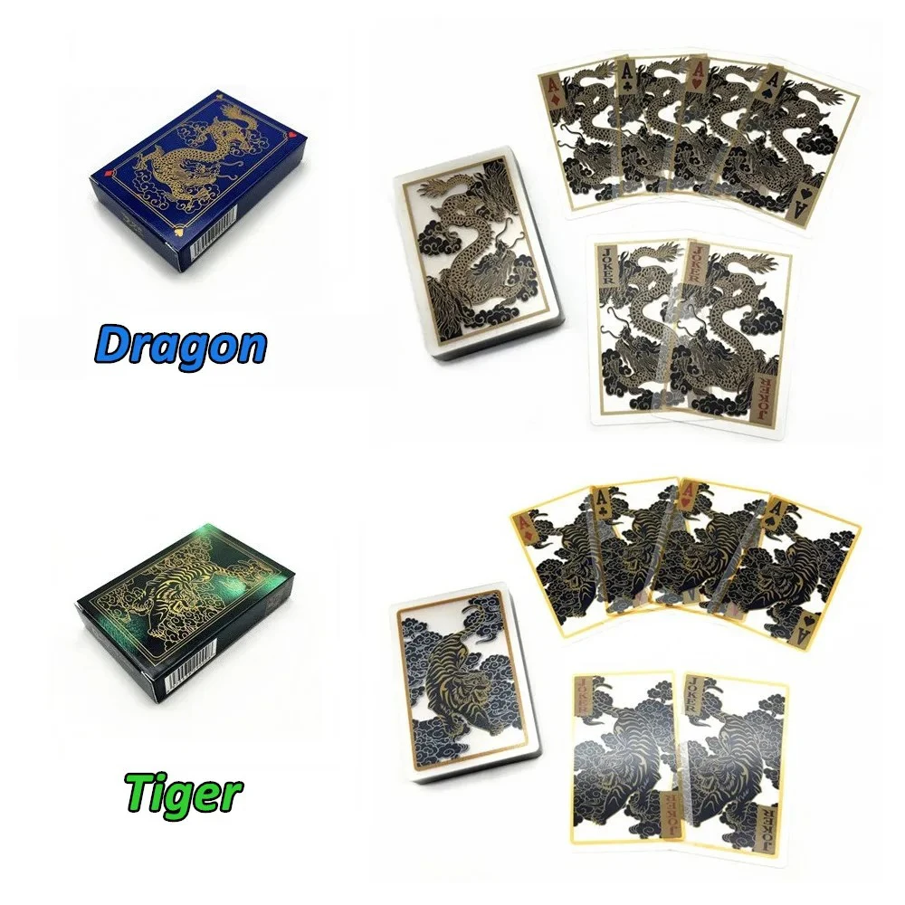 Creative Transparent Dragon and Tiger Poker Cards PVC Waterproof Home Party Desktop Games Christmas and Thanksgiving Gifts