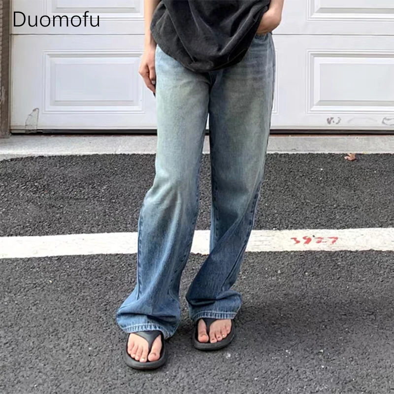 Duomofu Vintage Washed Loose Full Length Women Jeans Autumn Chic High Waist Slim Straight Casual Fashion Simple S-XLfemale Jeans