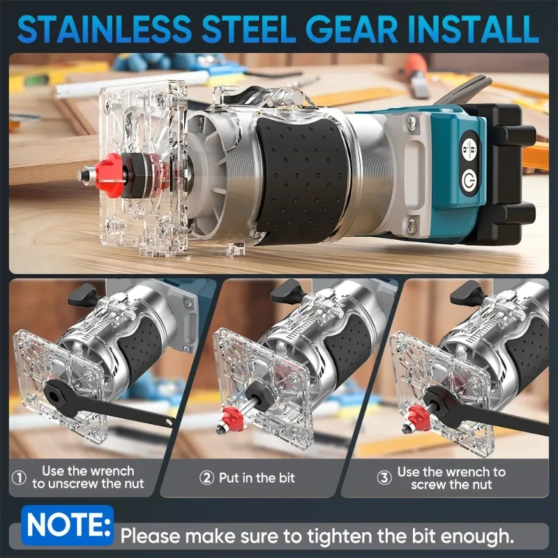 

【Premium】Brushless Wood Router Wood Trimmer Machine Electric Hand Trimmer Carpentry Tool Engraving Slotting Machine for 18V Ba