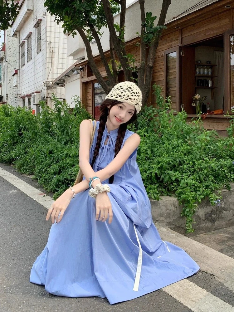

​Women's Blue Vintage Elegant Asymmetric Top Skirt Set Summer 2026 Trendy New Design​