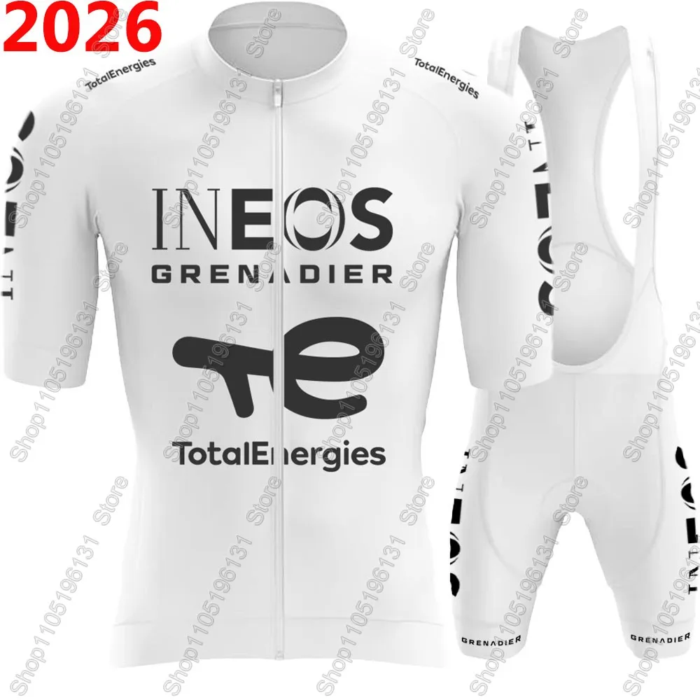 

White 2026 Ineos Grenadiers Team Cycling Jersey Set Summer Bicycle Clothing Road Bike Shirts Suit Bicycle Bib Shorts MTB Maillot
