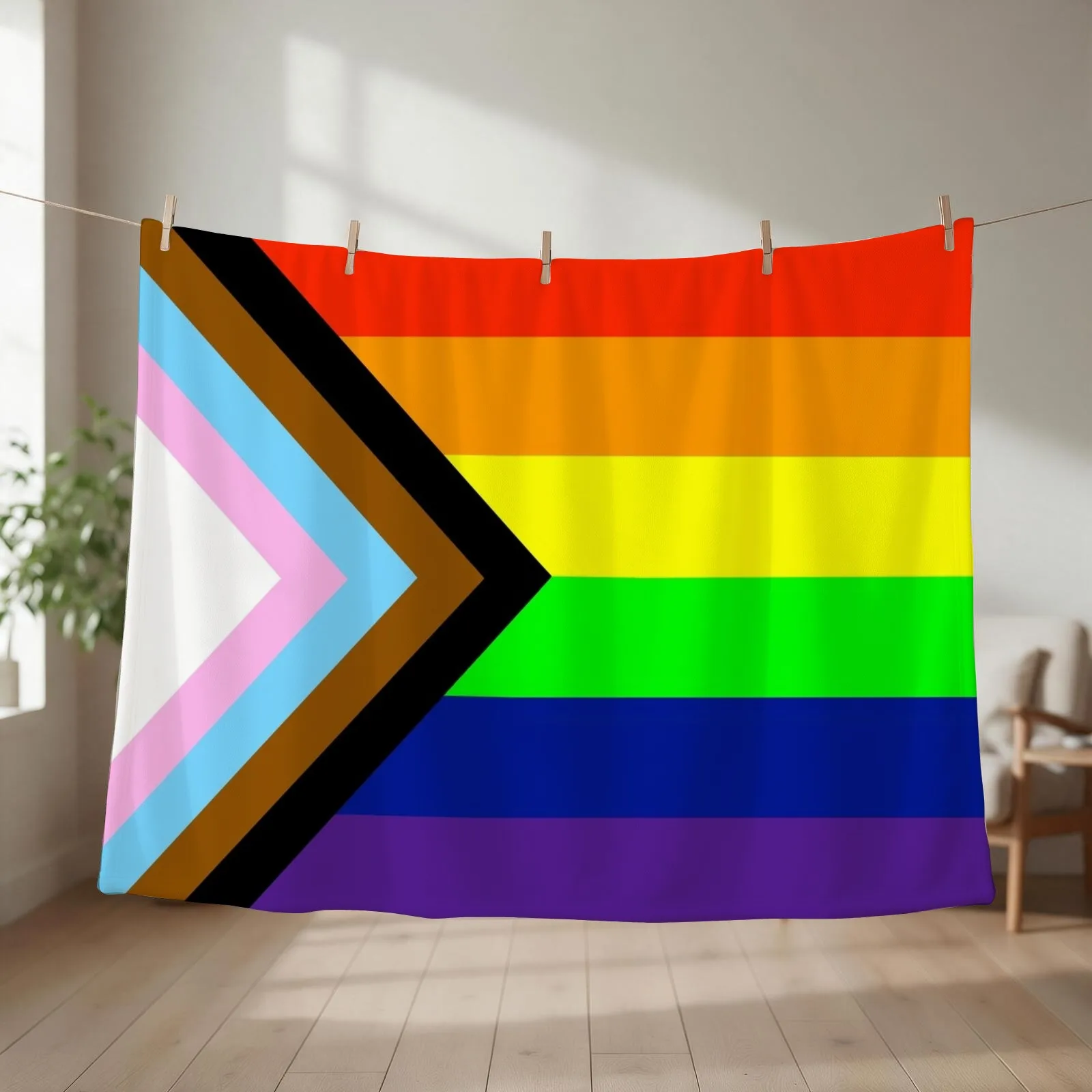 inclusive progress pride flag! Throw Blanket couch cozy soft plush fuzzy picnic outdoor blanket