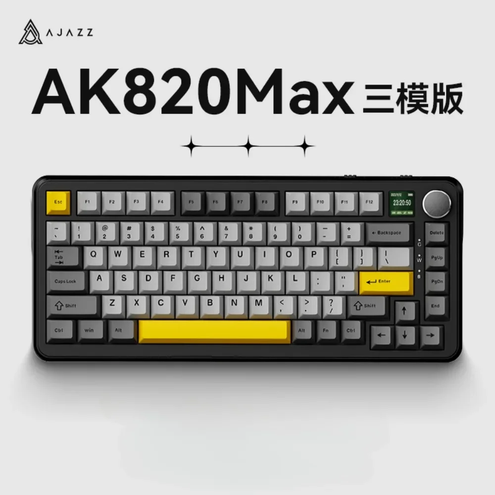 AJAZZ Ak820max Magnetic Shaft Wireless Mechanical Keyboard Gaming Tri-mode Support RT Adjustable Keystroke FPS with TFT Screen